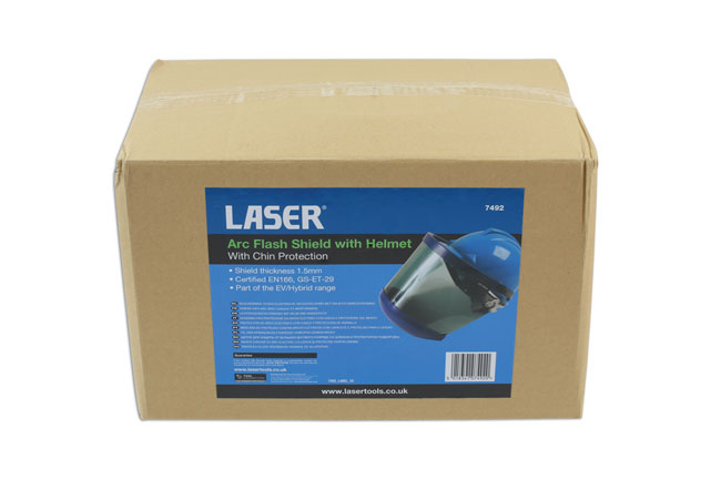Laser Tools 7492 Arc Flash Shield with Helmet & Chin Protection