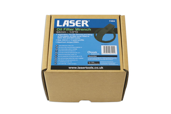 Laser Tools 7494 Oil Filter Wrench 94mm x 14 Flutes