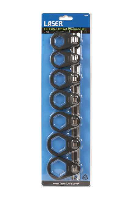 Laser Tools 7659 Oil Filter Offset Wrench Set 7pc