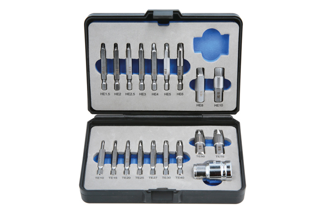 Laser Tools 7678 Extractor Set for Torx® Hex Fittings 19pc