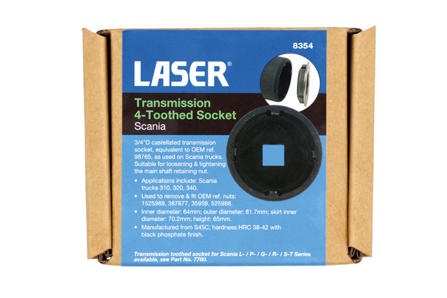 Laser Tools 8354 Transmission 4-Toothed Socket - for Scania