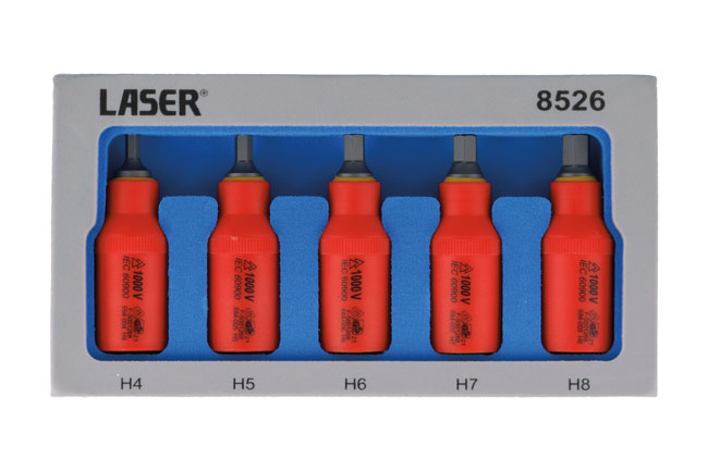 Laser Tools 8526 Insulated Hex Bit Socket Set 3/8"D 5pc