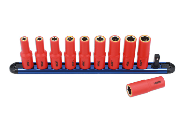 Laser Tools 8988 VDE Insulated Socket Set 6-15mm 3/8"D 10pc