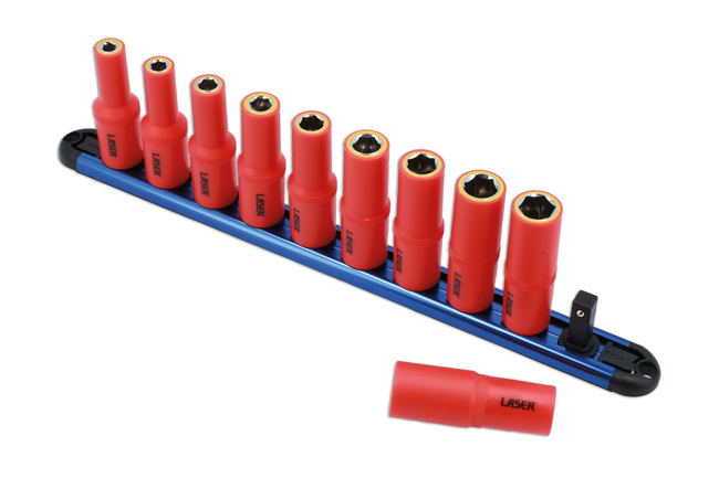 Laser Tools 8988 VDE Insulated Socket Set 6-15mm 3/8"D 10pc
