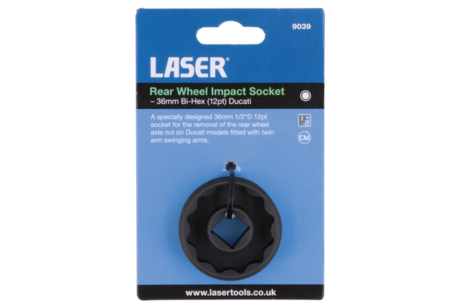 Laser Tools 9039 Rear Wheel Impact Socket - 36mm Bi-Hex (12pt) Ducati