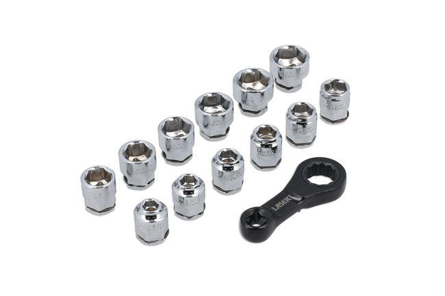 Laser Tools 9138 Ratchet Torque Adapter with Shallow Insert Sockets 13pc