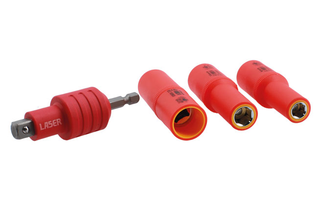 Laser Tools 9151 Non-Conductive Insulated Quick Chuck Adaptor with Magnetic Sockets 4pc