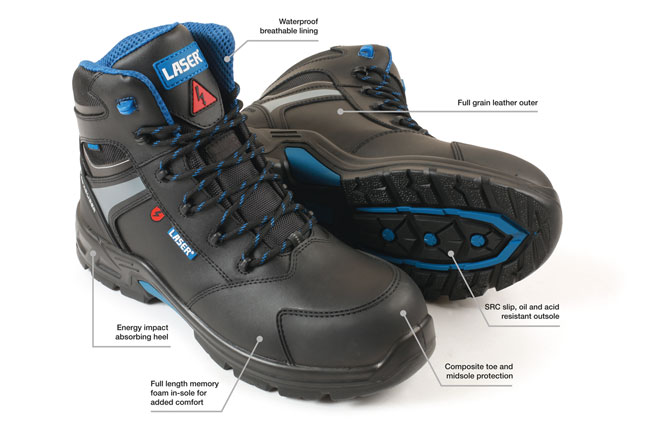 Laser Tools 9159 Waterproof Safety Work Boots, Size 8 (UK) / 42 (EU)