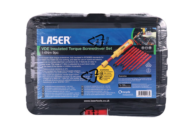 Laser Tools 9167 VDE Insulated Torque Screwdriver Set 1-6Nm 9pc