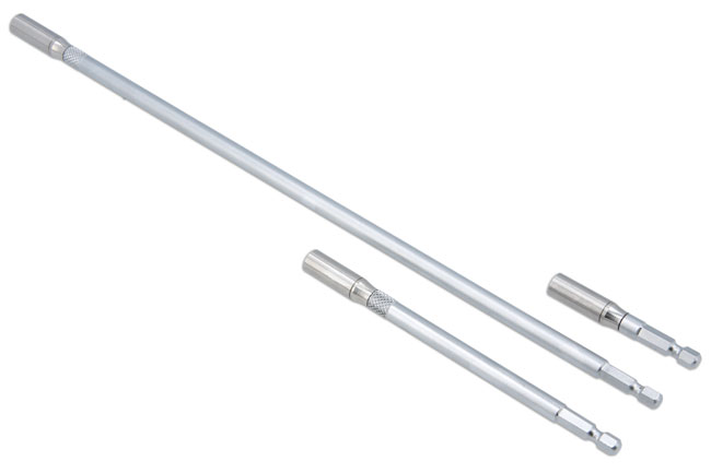 Laser Tools 9225 Stainless Steel 1/4" Hex Bit Holders - 3pc