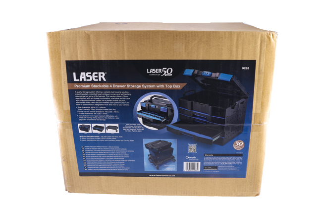 Laser Tools 9283 Premium Stackable 4 Drawer Storage System with Top Box - 50th Anniversary