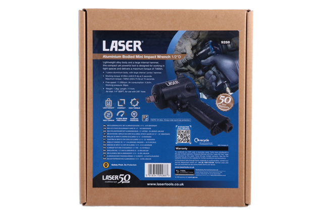 Laser Tools 9288 Aluminium Bodied Mini Impact Wrench 1/2"D - 50th Anniversary