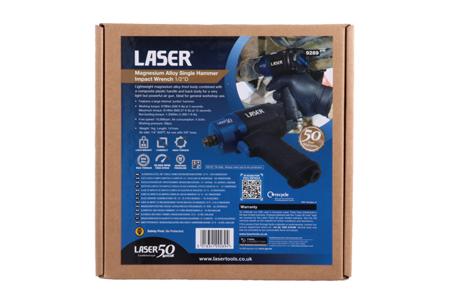 Laser Tools 9289 Magnesium Alloy Single Hammer Impact Wrench 1/2"D - 50th Anniversary