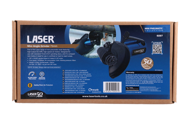 Laser Tools 9297 Mini Angle Grinder 75mm - 50th Anniversary