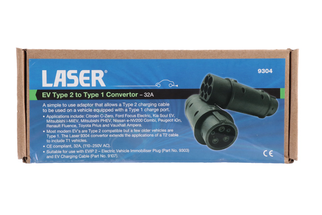 Laser Tools 9304 EV Type 2 to Type 1 Convertor - 16A