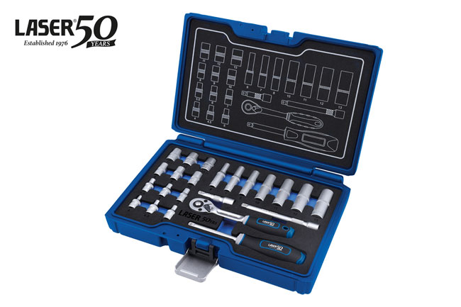 Laser Tools 9325 Socket Set 1/4"D - 23pc - 50th Anniversary