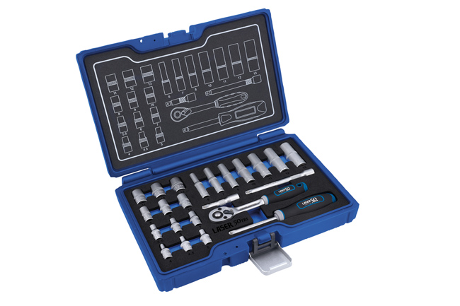 Laser Tools 9325 Socket Set 1/4"D - 23pc - 50th Anniversary