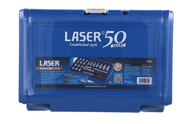 Laser Tools 9325 Socket Set 1/4"D - 23pc - 50th Anniversary