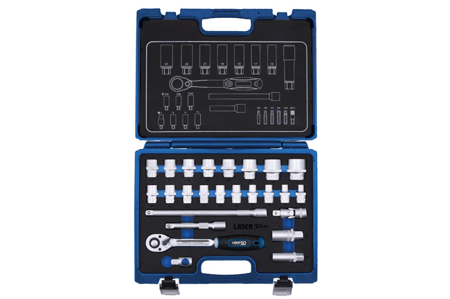 Laser Tools 9327 Socket Set 1/2"D - 25pc - 50th Anniversary