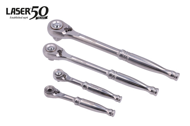 Laser Tools 9365 Stainless Steel High-Quality Ratchet Set 4pc - 50th Anniversary