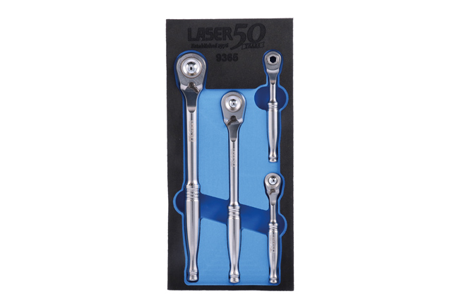 Laser Tools 9365 Stainless Steel High-Quality Ratchet Set 4pc - 50th Anniversary