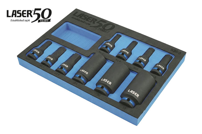 Laser Tools 9380 Hub Nut Socket & Bit Master Set for German Vehicles - 50th Anniversary
