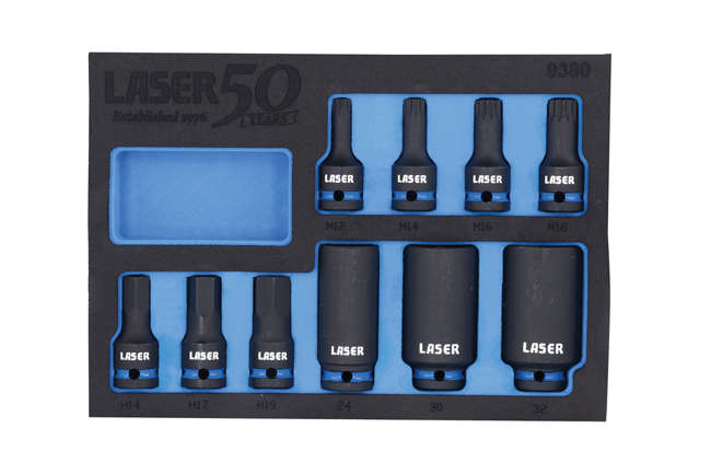 Laser Tools 9380 Hub Nut Socket & Bit Master Set for German Vehicles - 50th Anniversary