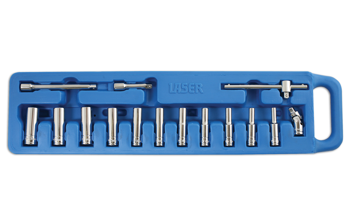 Laser Tools 0032 Deep Socket Set 1/4"D 15pc