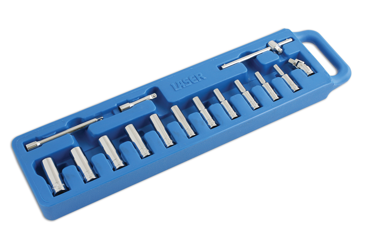 Laser Tools 0032 Deep Socket Set 1/4"D 15pc