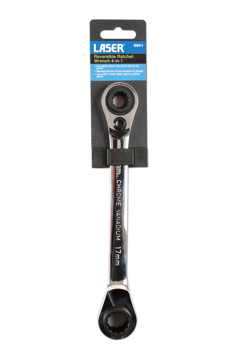 Laser Tools 6801 Reversible Ratchet Spanner 4in1