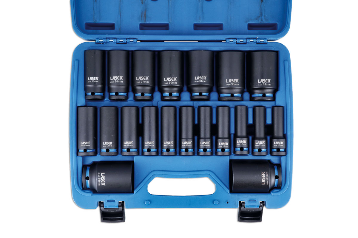 Laser Tools 6830 Deep Impact Socket Set 1/2"D 20pc